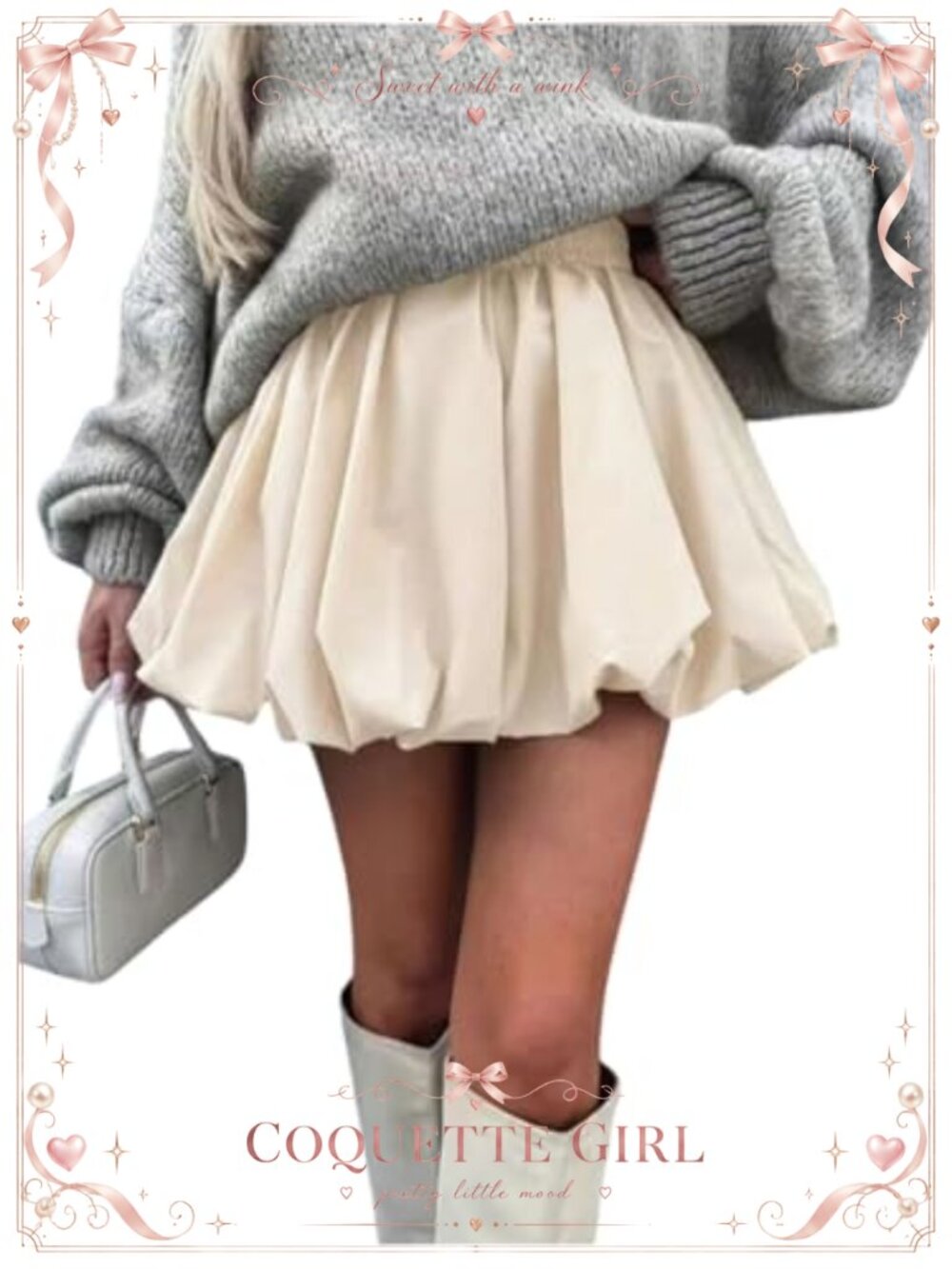 Bubble Mini Skirt Y2k Elastic Waist Pleated Hem Puffy Going Out